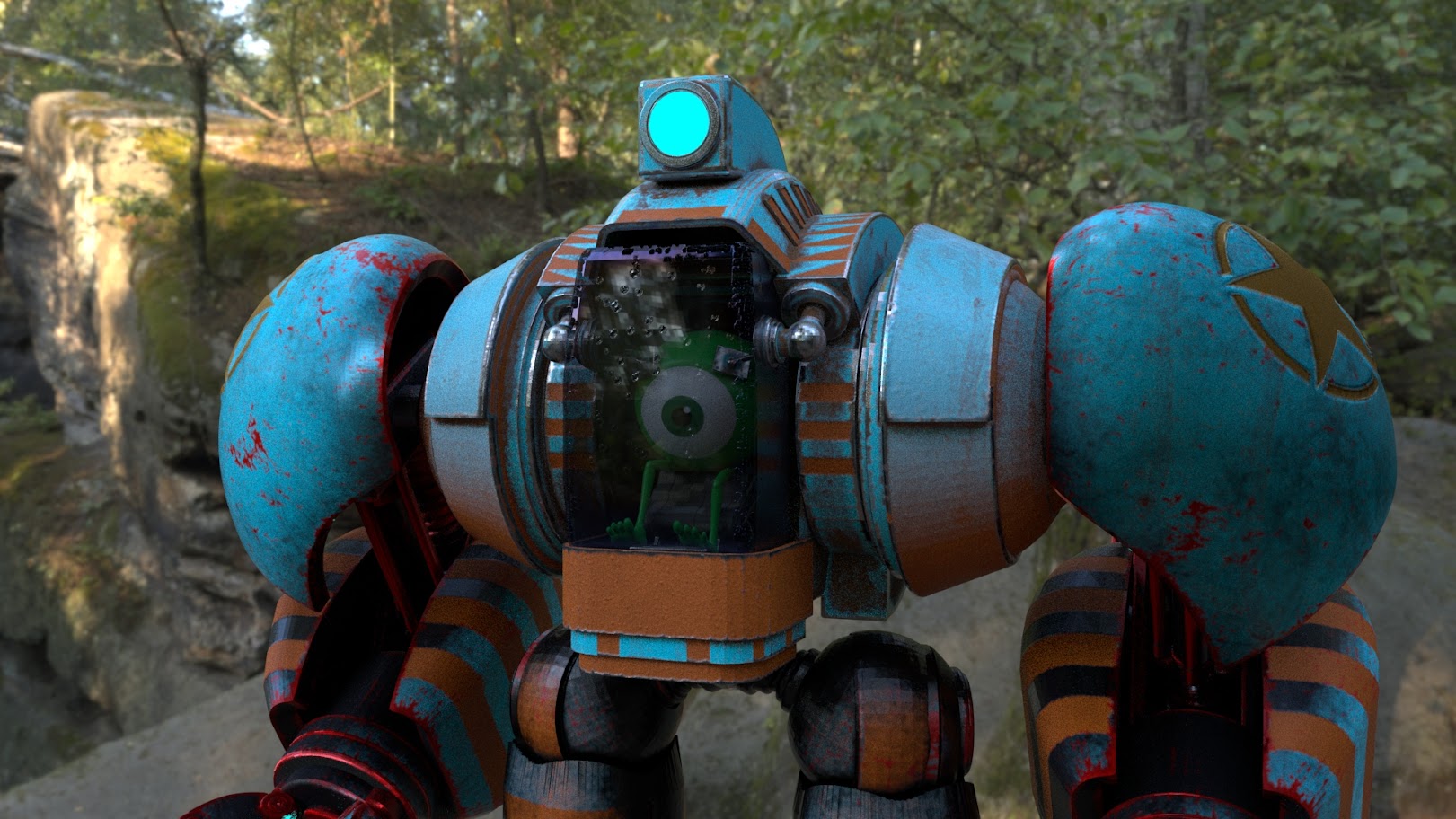 Render 3D de personaje estilo cartoon con texturas stylized