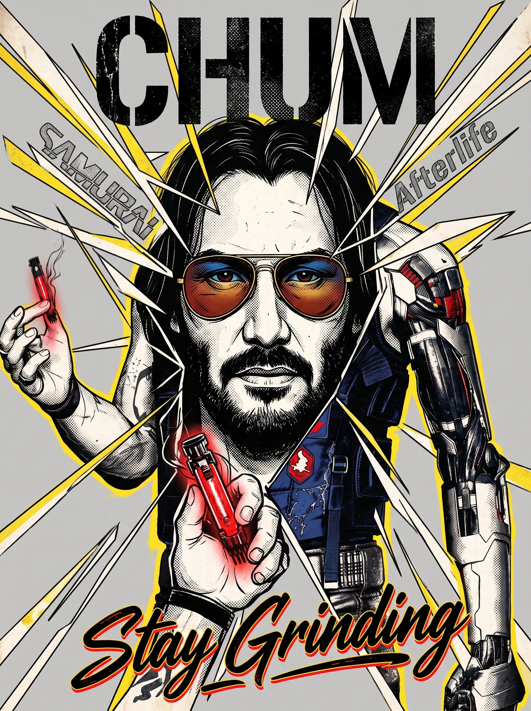 Póster ilustrado de Johnny de Cyberpunk