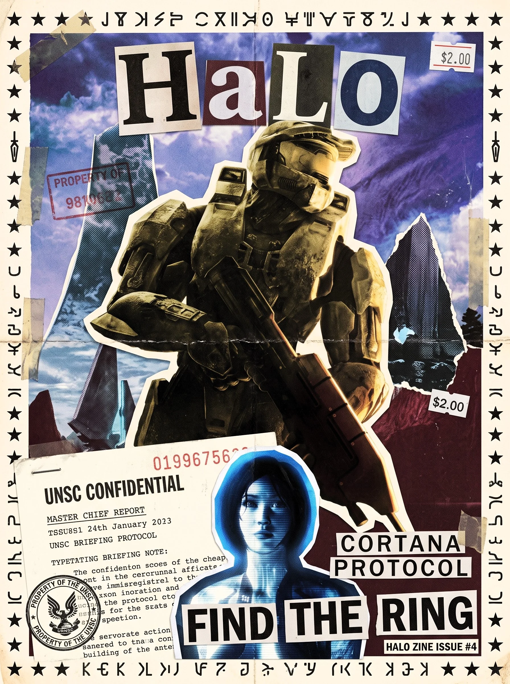Póster retro ilustrado de Halo