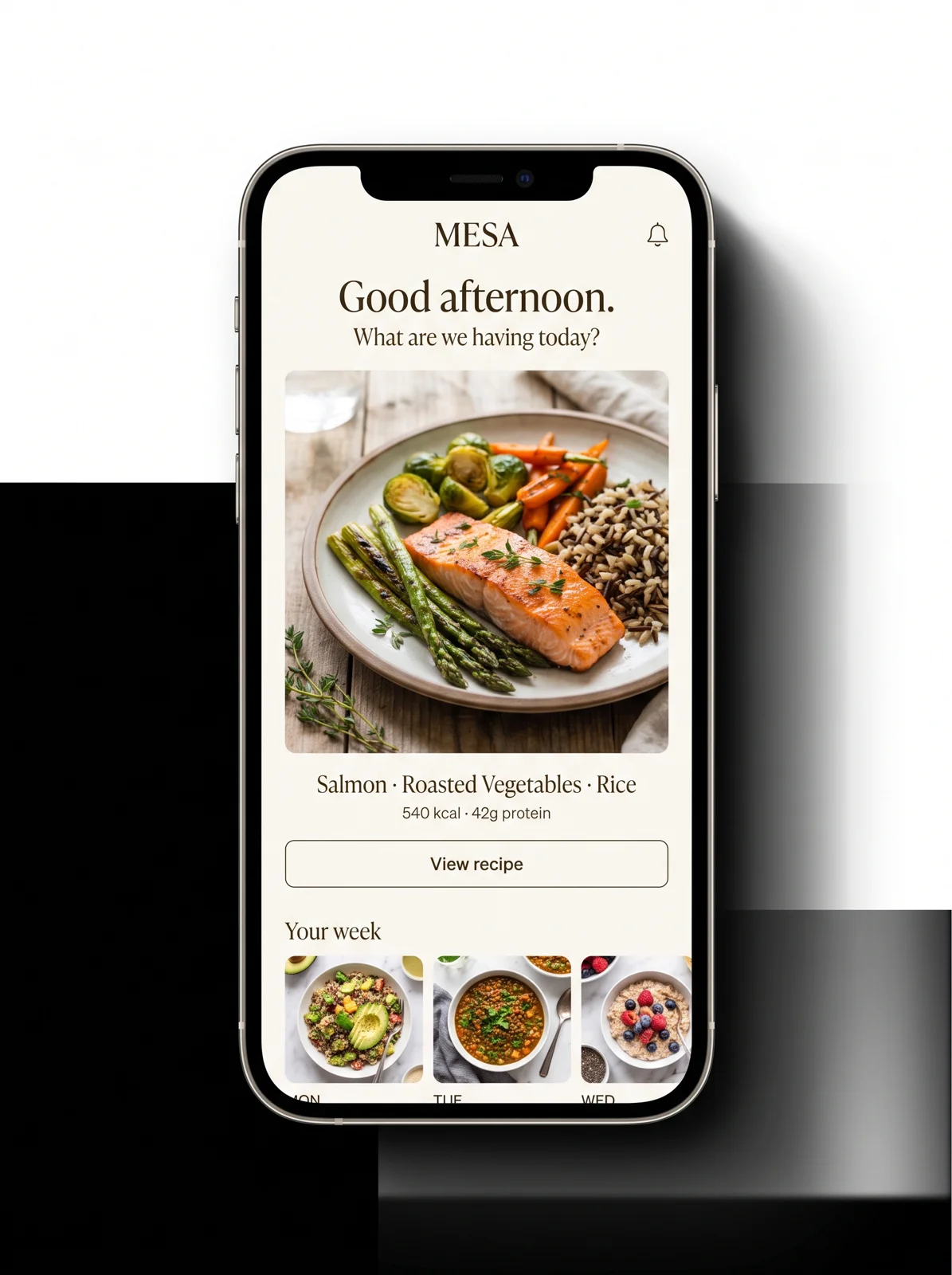 Concepto de aplicación Mesa de recetas