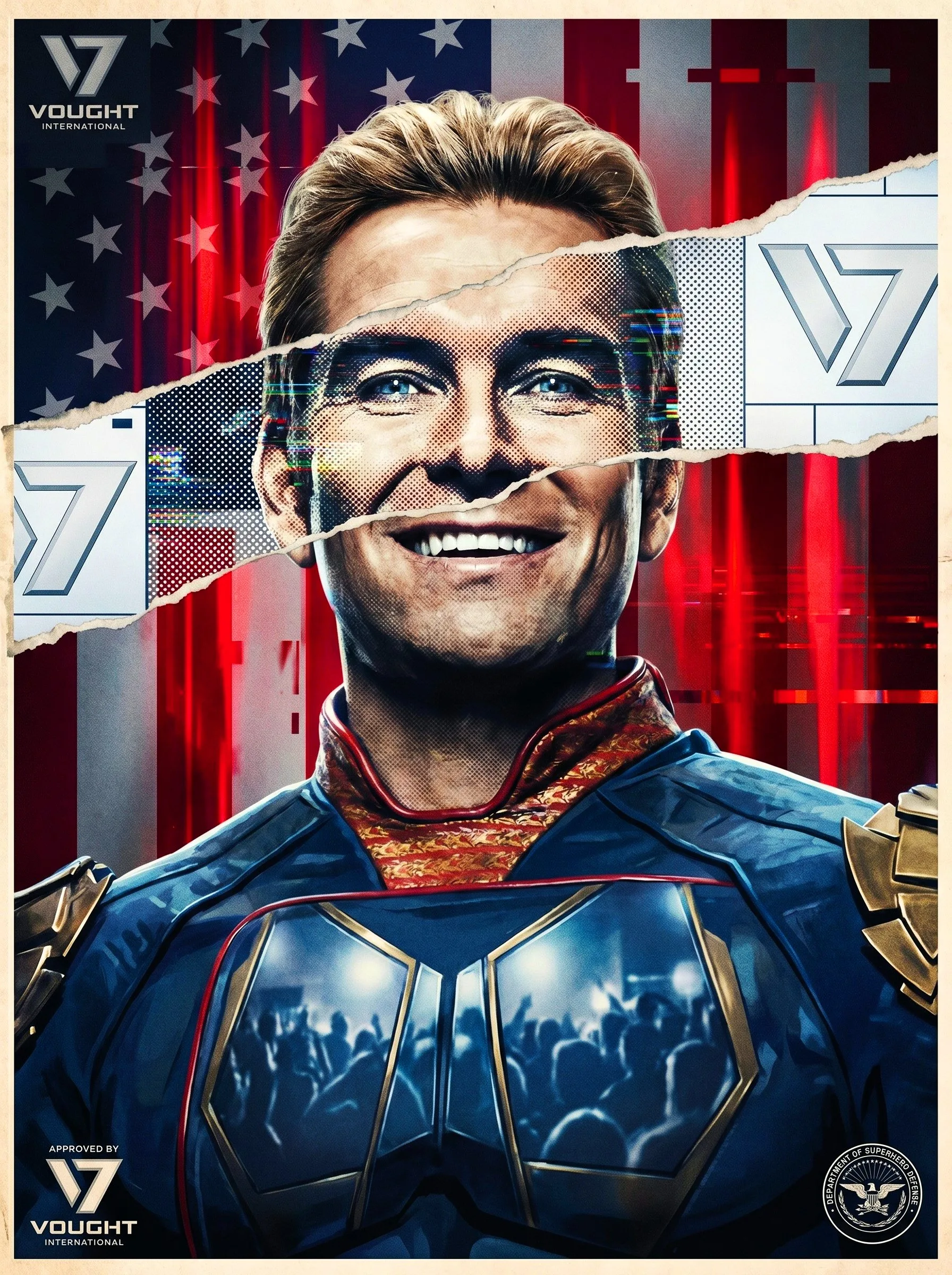 Poster ilustrado de The Boys con Homelander como protagonista