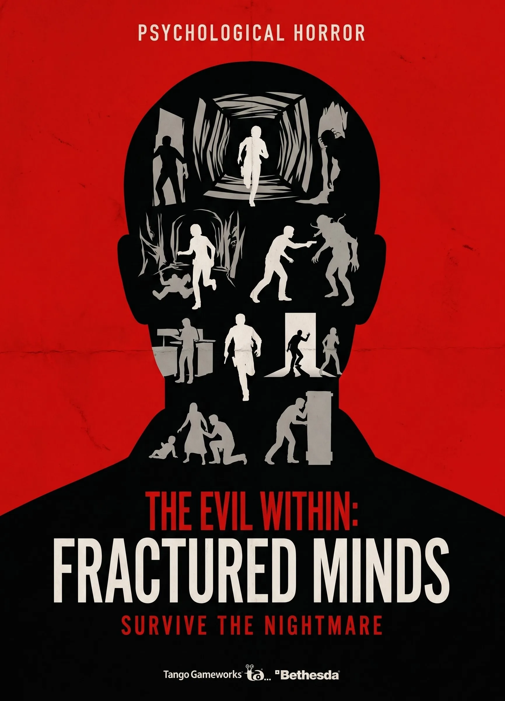 Poster ilustrado de The Evil Within con atmósfera de terror psicológico
