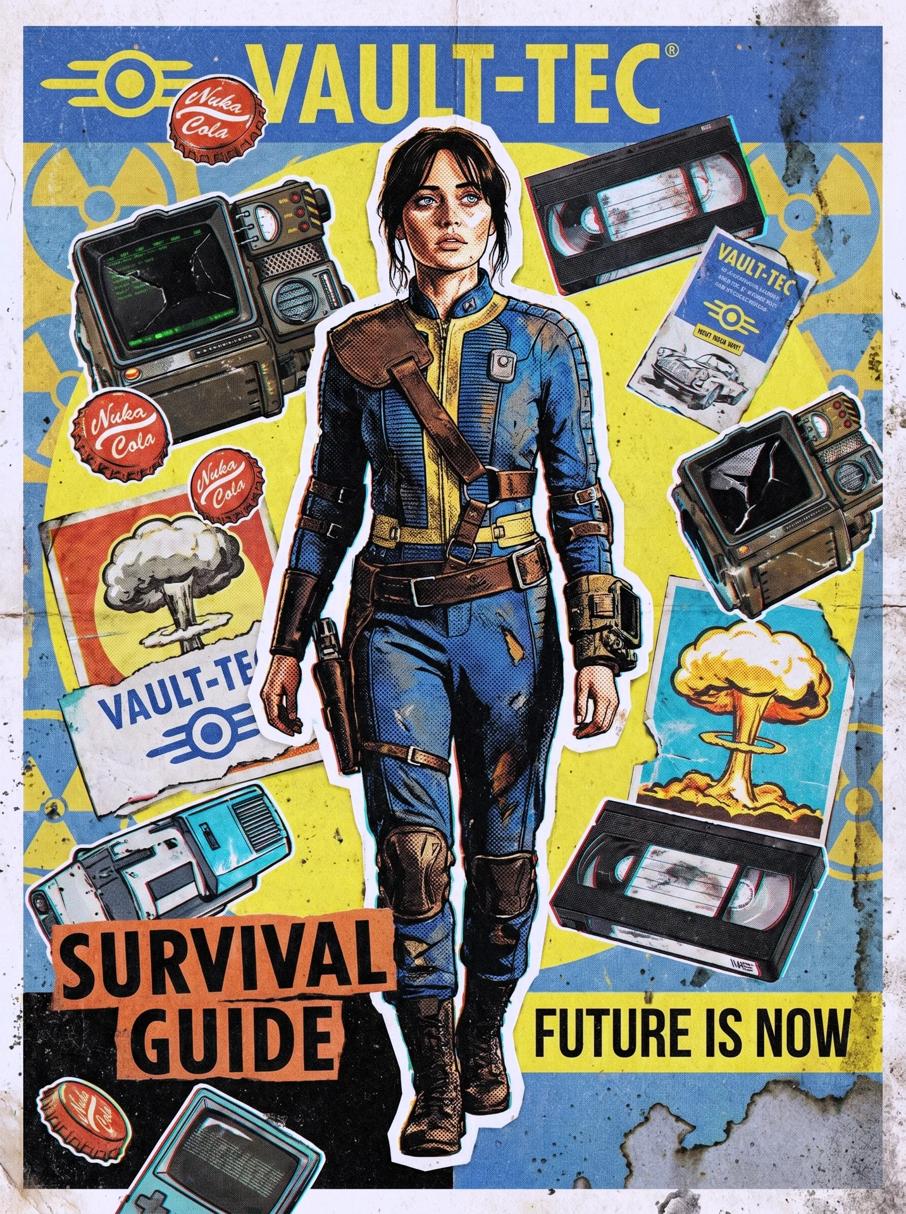 Poster ilustrado de Vault-Tec inspirado en el universo Fallout